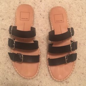 Dolce Vita Black Leather Sandals 6.5